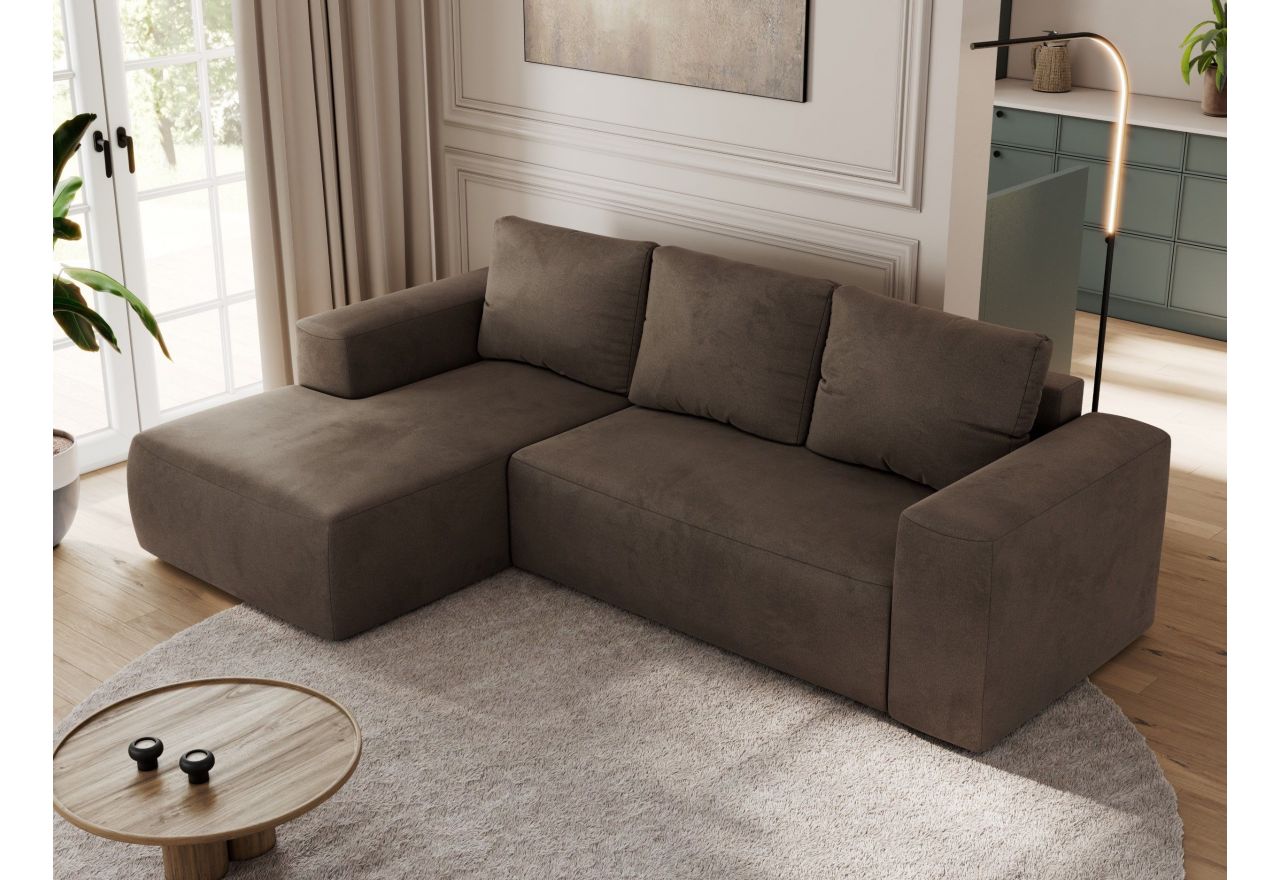 Narożnik TRENTINO L - strona lewa - brązowy, welwet