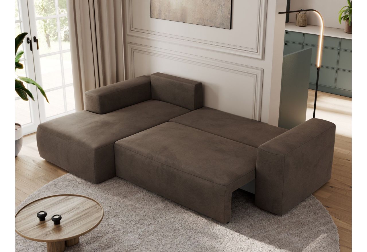 Narożnik TRENTINO L - strona lewa - brązowy, welwet