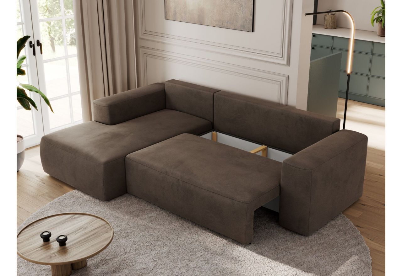 Narożnik TRENTINO L - strona lewa - brązowy, welwet