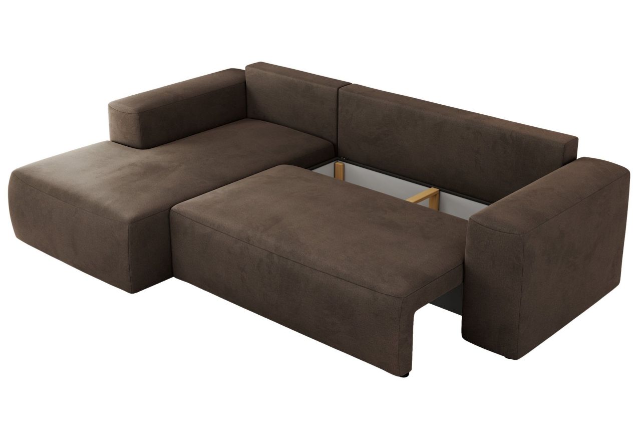 Narożnik TRENTINO L - strona lewa - brązowy, welwet
