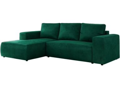Narożnik TRENTINO L - strona lewa - ciemnozielony, welwet