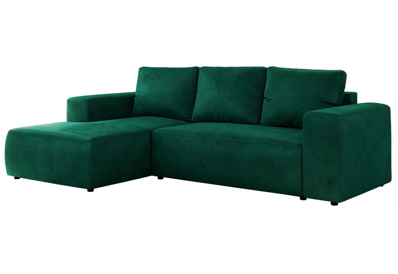 Narożnik TRENTINO L - strona lewa - ciemnozielony, welwet