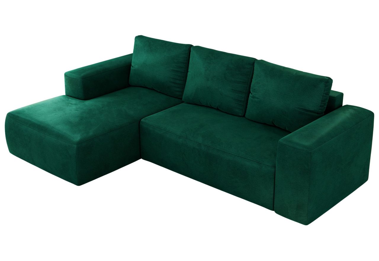 Narożnik TRENTINO L - strona lewa - ciemnozielony, welwet