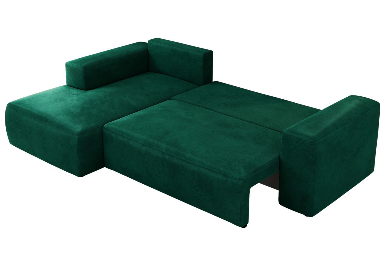 Narożnik TRENTINO L - strona lewa - ciemnozielony, welwet