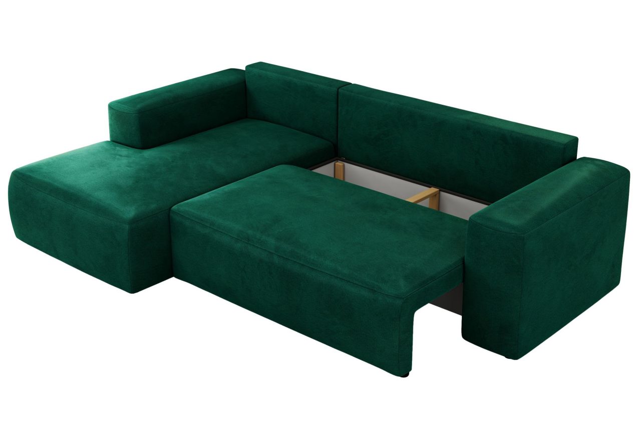 Narożnik TRENTINO L - strona lewa - ciemnozielony, welwet