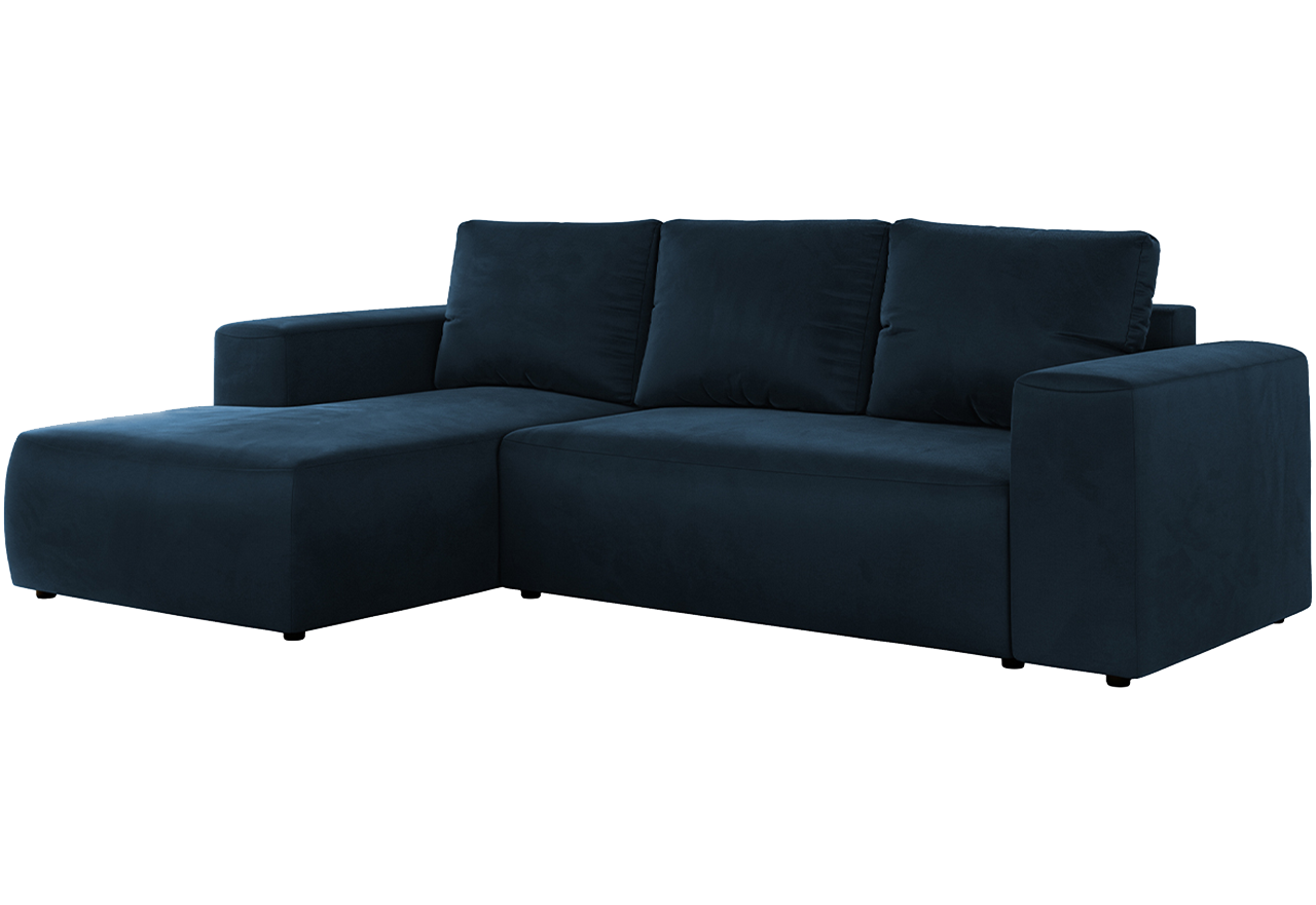Narożnik TRENTINO L - strona lewa - ciemnoniebieski, welwet