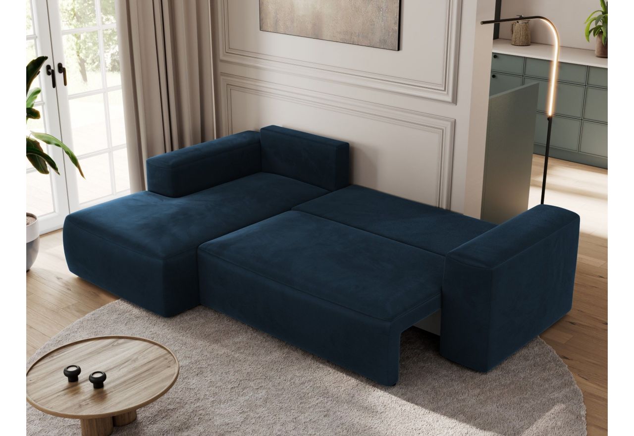 Narożnik TRENTINO L - strona lewa - ciemnoniebieski, welwet