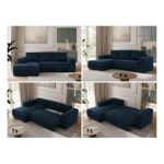 Narożnik TRENTINO L - strona lewa - ciemnoniebieski, welwet