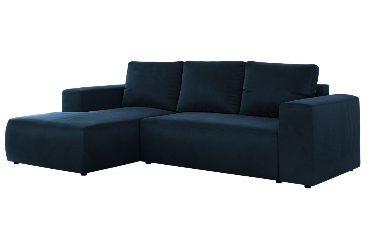 Narożnik TRENTINO L - strona lewa - ciemnoniebieski, welwet