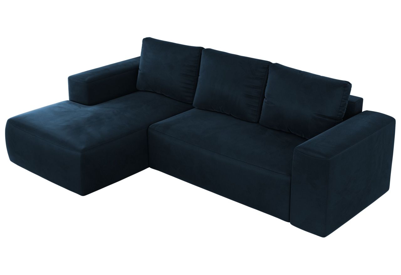 Narożnik TRENTINO L - strona lewa - ciemnoniebieski, welwet