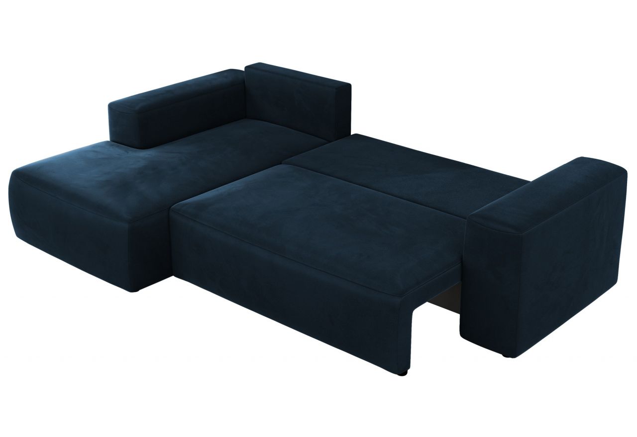 Narożnik TRENTINO L - strona lewa - ciemnoniebieski, welwet
