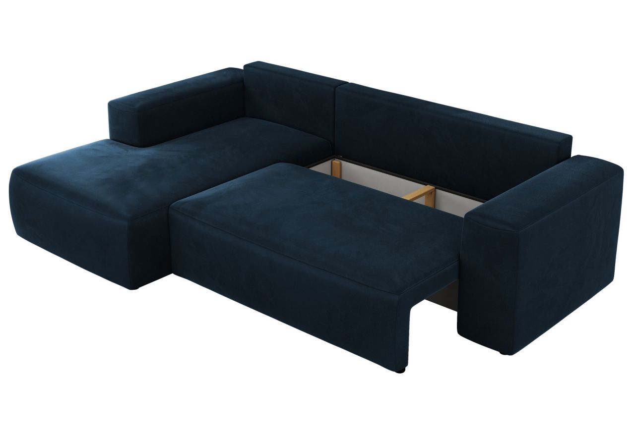 Narożnik TRENTINO L - strona lewa - ciemnoniebieski, welwet
