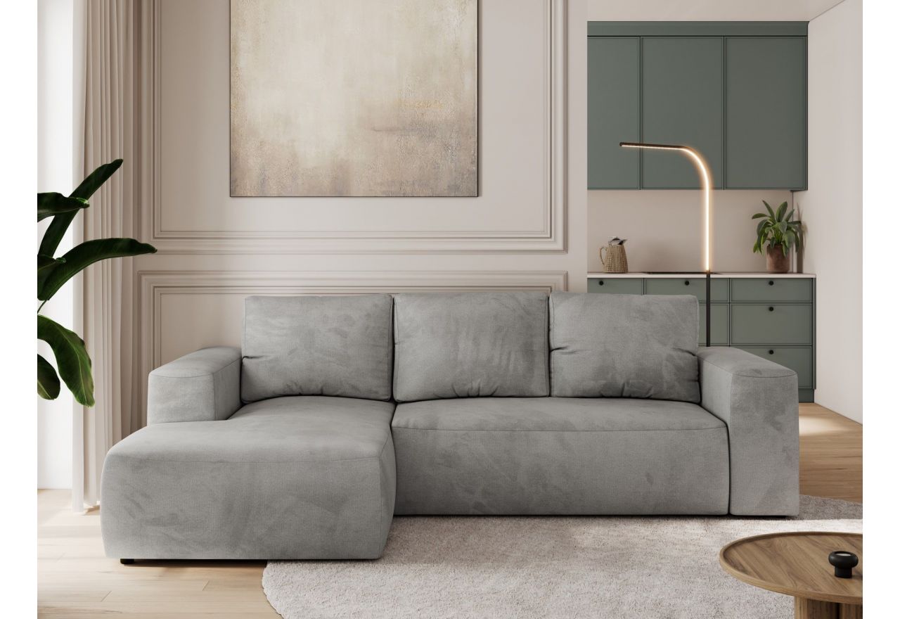 Narożnik TRENTINO L - strona lewa - jasnoszary, welwet