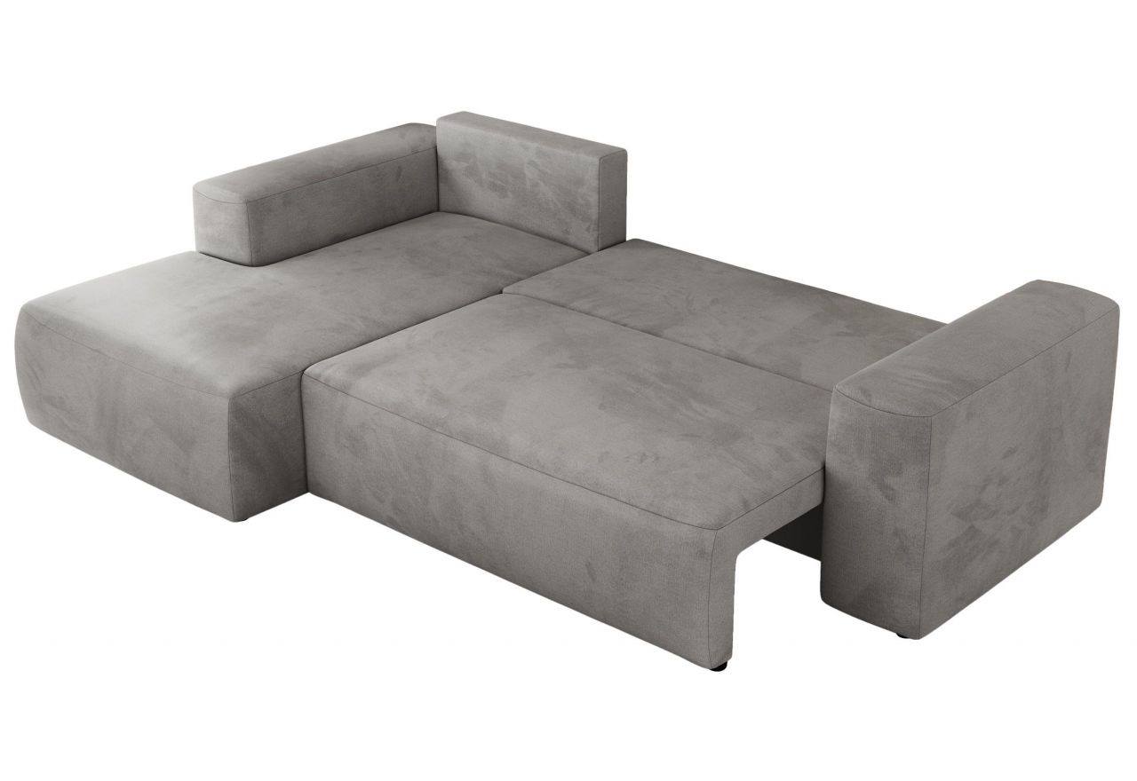 Narożnik TRENTINO L - strona lewa - jasnoszary, welwet