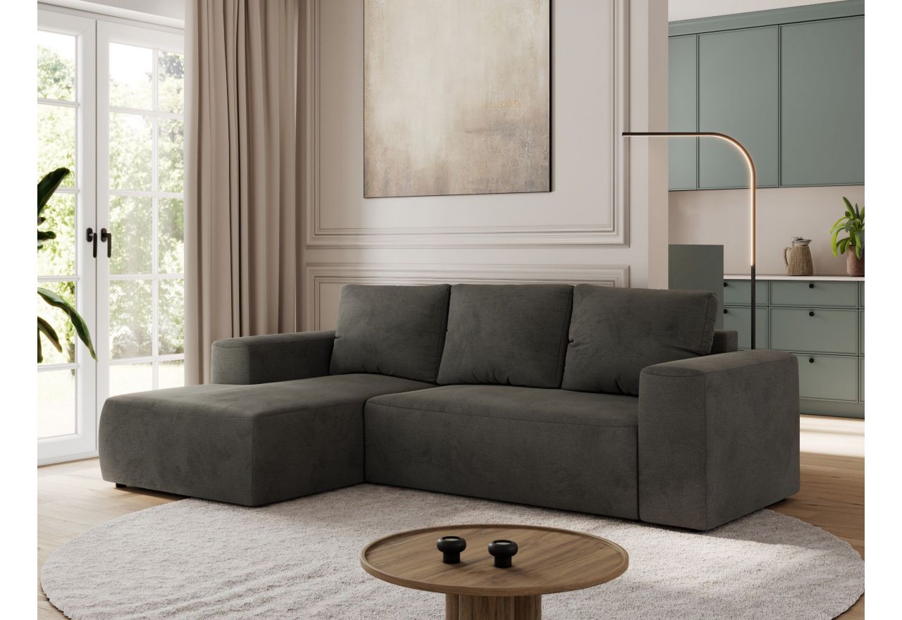 Narożnik TRENTINO L - strona lewa - ciemnoszary, welwet