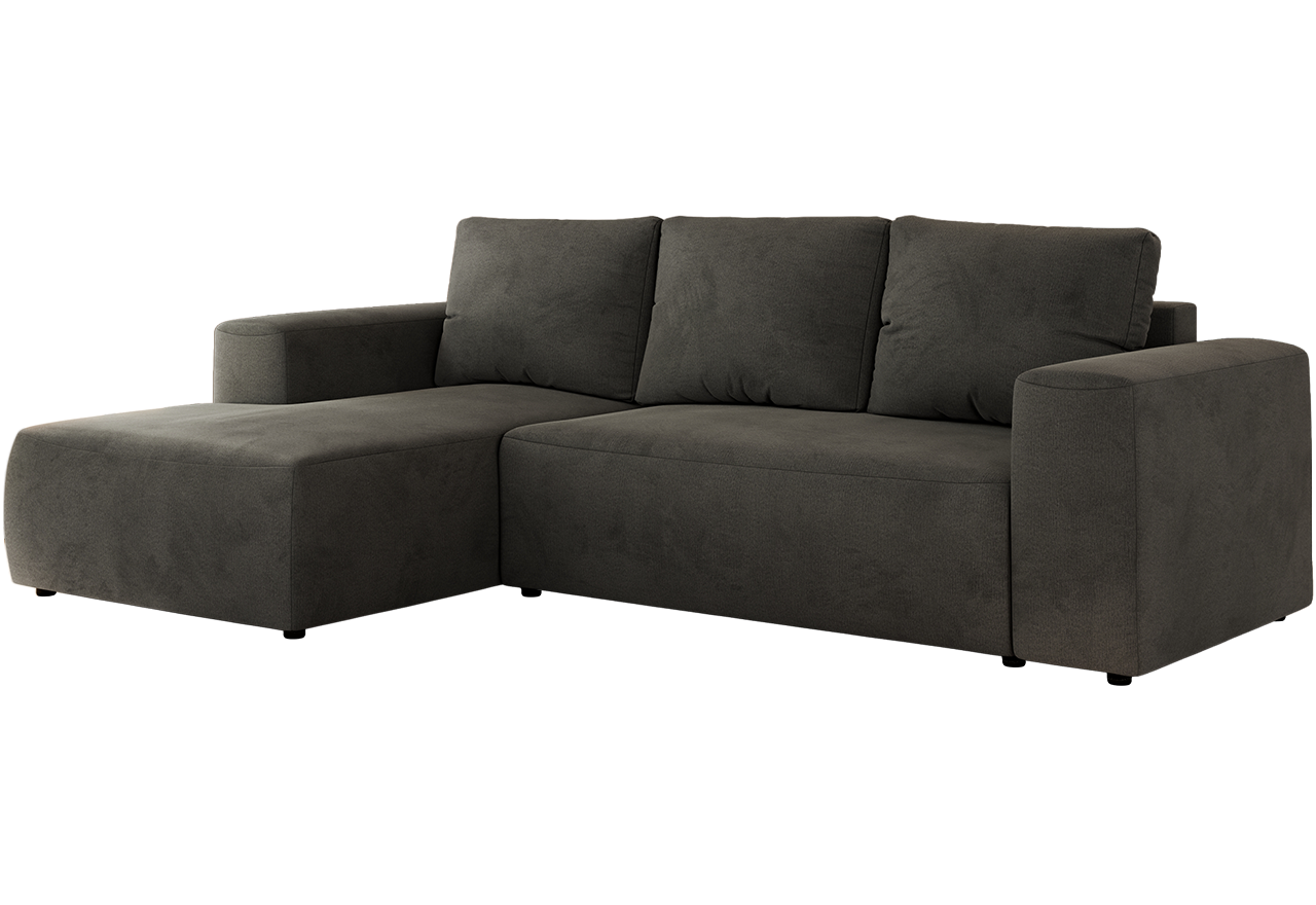 Narożnik TRENTINO L - strona lewa - ciemnoszary, welwet