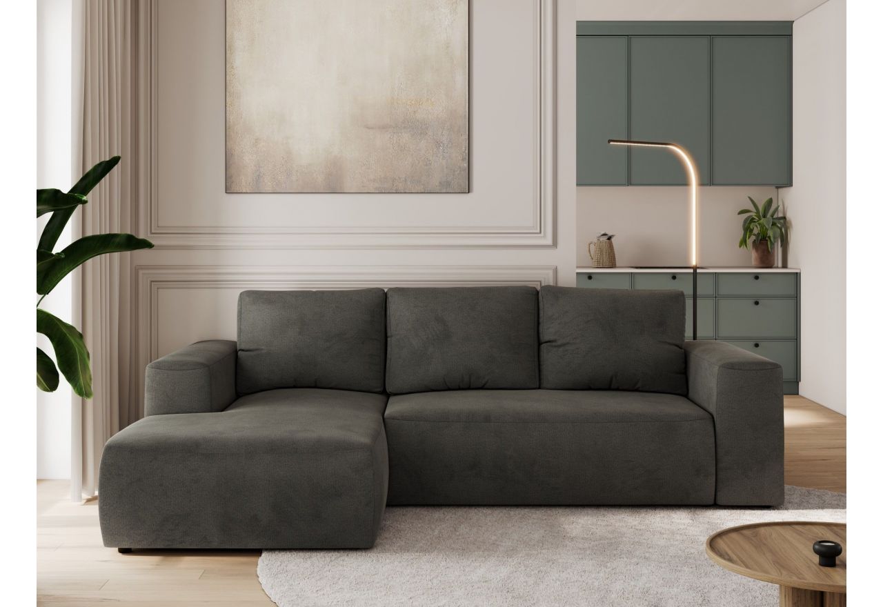 Narożnik TRENTINO L - strona lewa - ciemnoszary, welwet