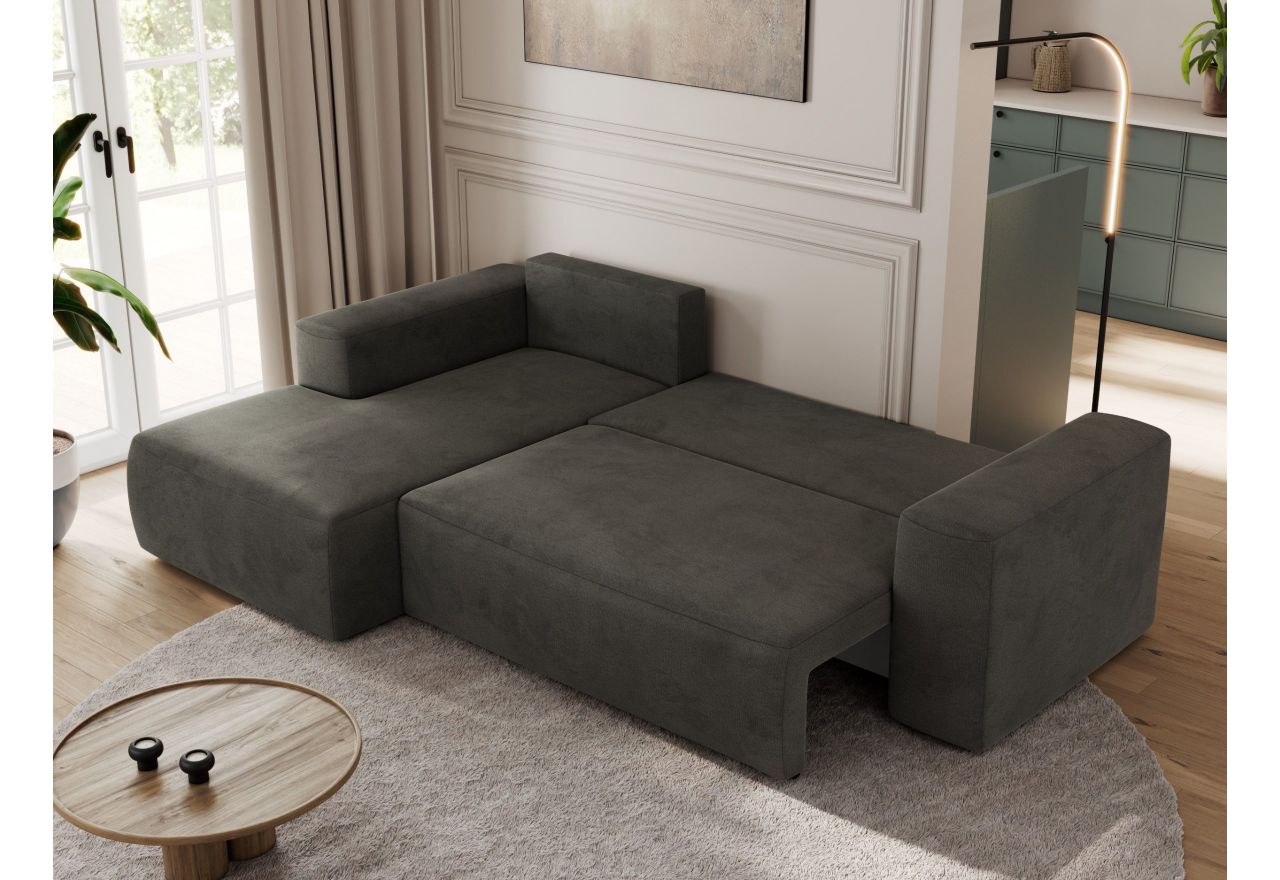 Narożnik TRENTINO L - strona lewa - ciemnoszary, welwet