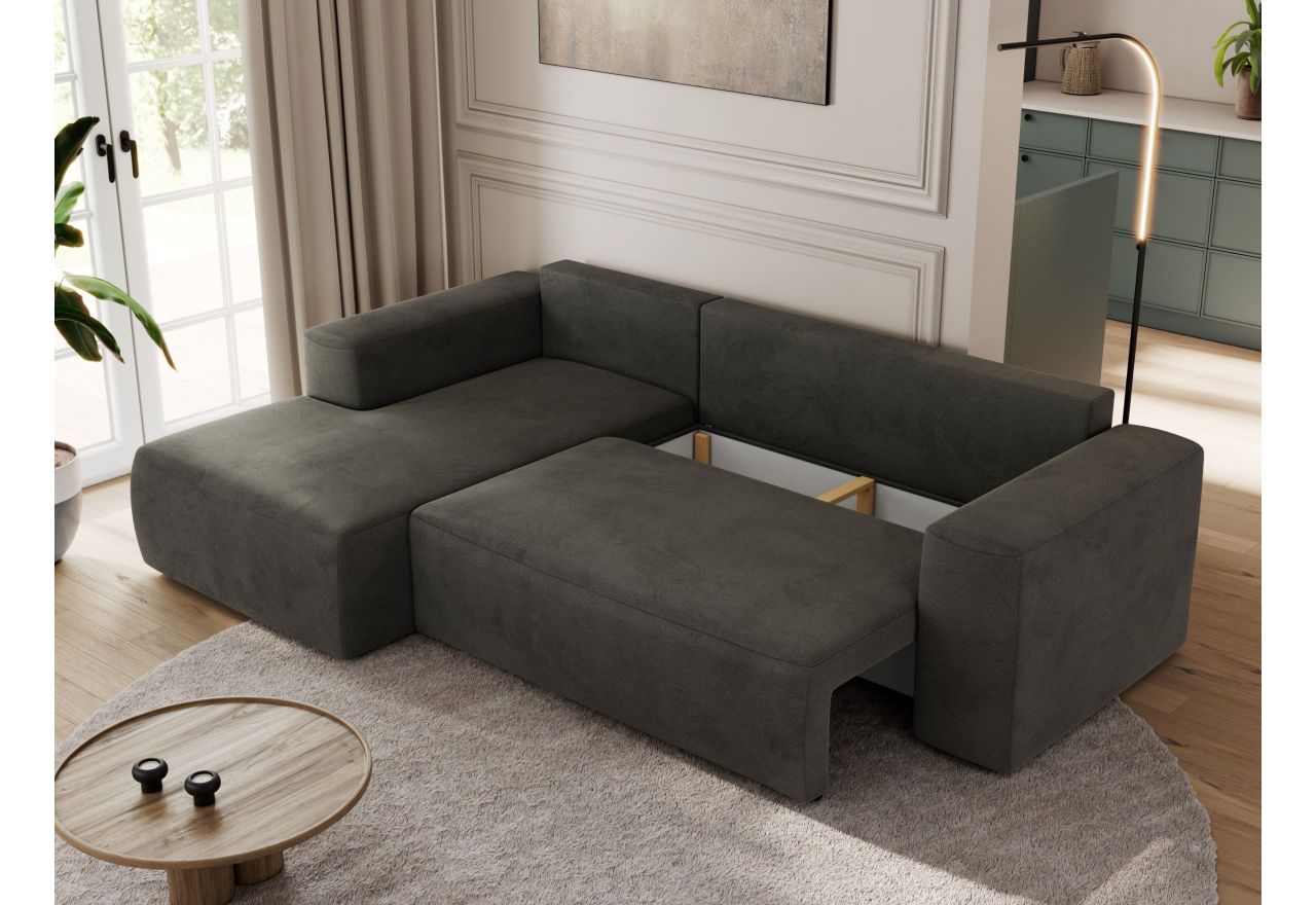 Narożnik TRENTINO L - strona lewa - ciemnoszary, welwet