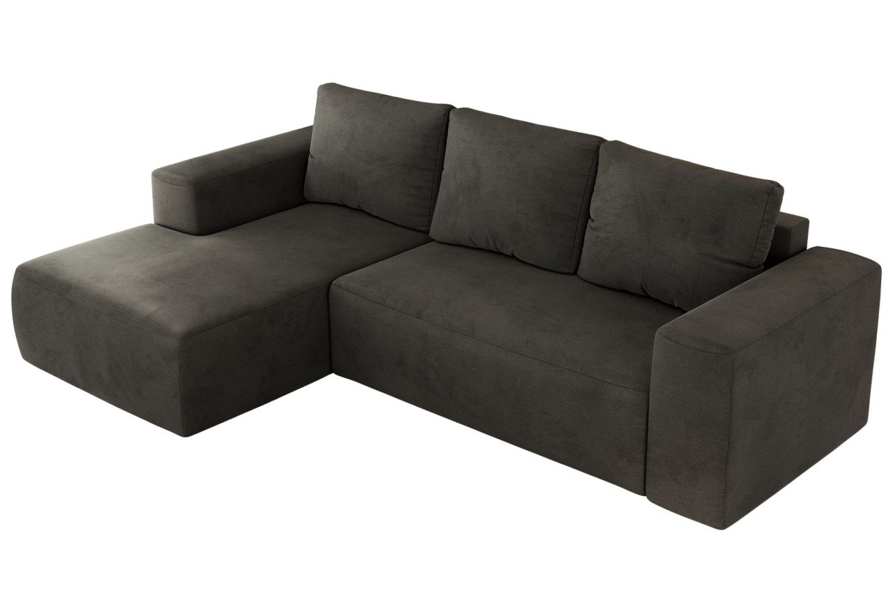 Narożnik TRENTINO L - strona lewa - ciemnoszary, welwet
