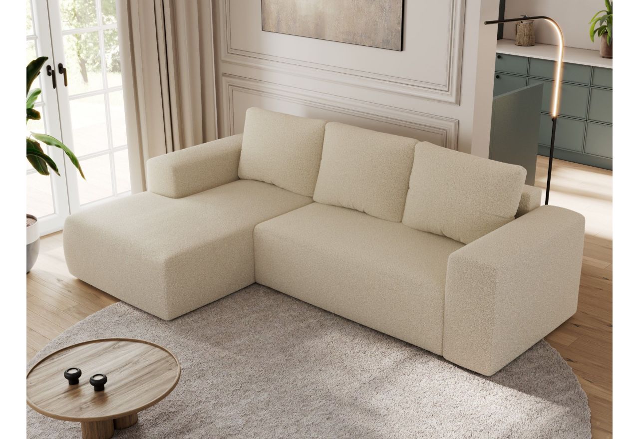 Narożnik TRENTINO L - strona lewa - kremowy, boucle