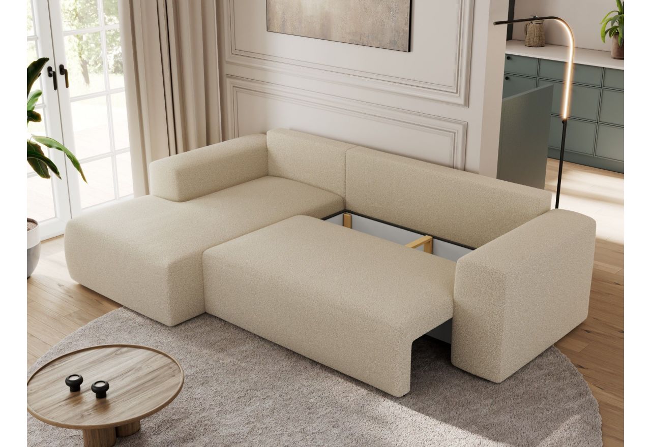 Narożnik TRENTINO L - strona lewa - kremowy, boucle