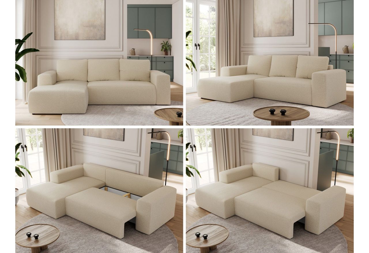 Narożnik TRENTINO L - strona lewa - kremowy, boucle