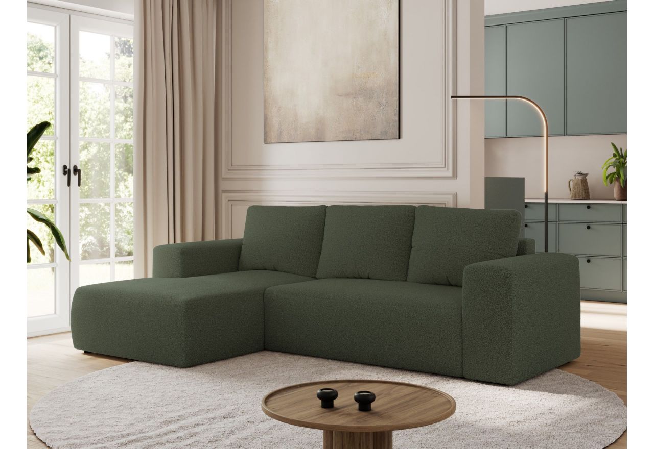 Narożnik TRENTINO L - strona lewa - zielony, boucle