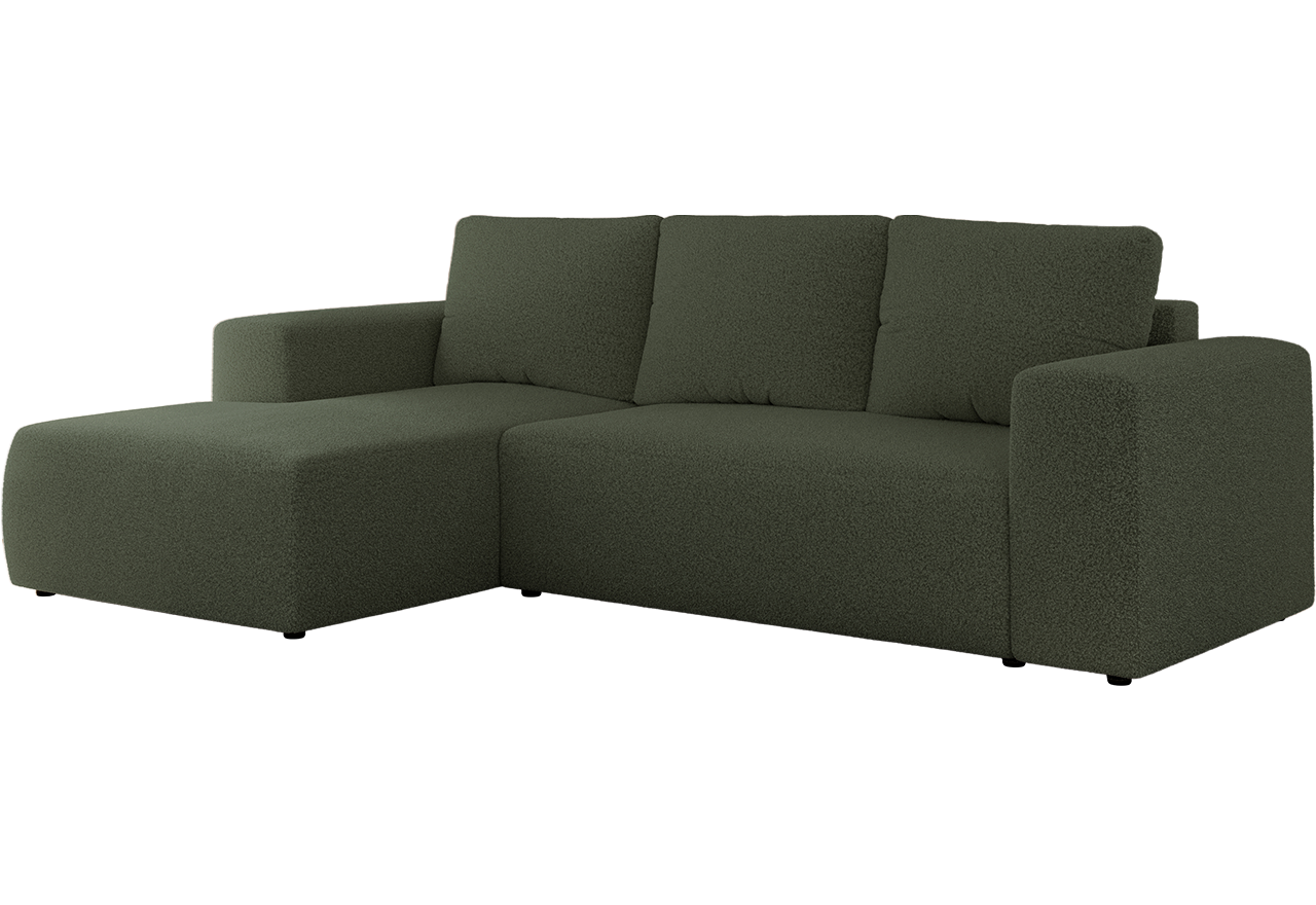 Narożnik TRENTINO L - strona lewa - zielony, boucle