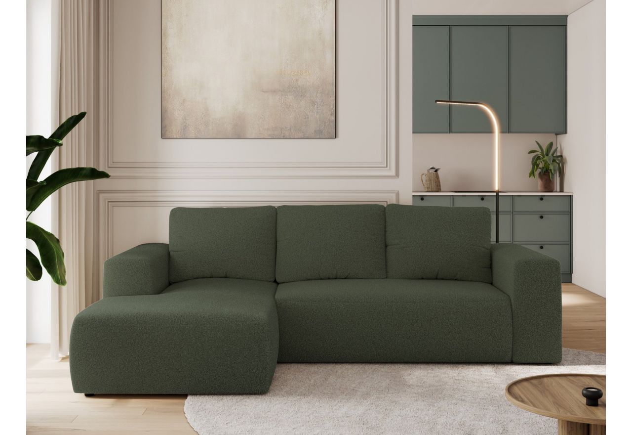 Narożnik TRENTINO L - strona lewa - zielony, boucle