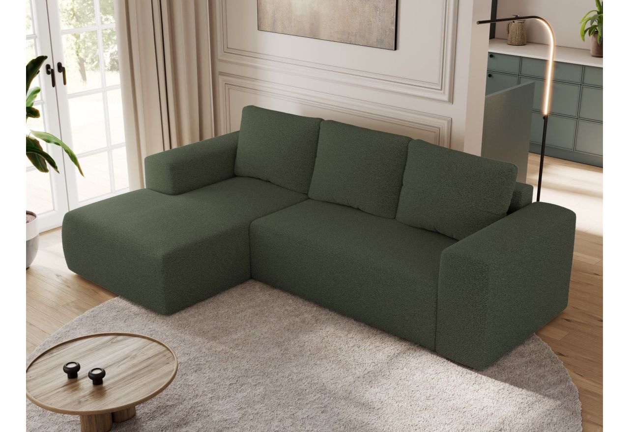 Narożnik TRENTINO L - strona lewa - zielony, boucle