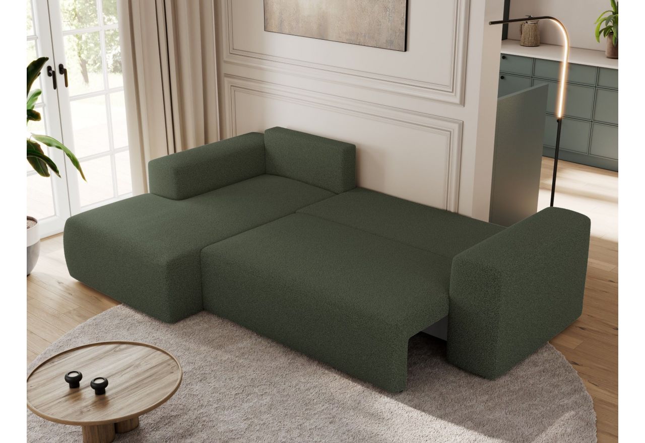 Narożnik TRENTINO L - strona lewa - zielony, boucle