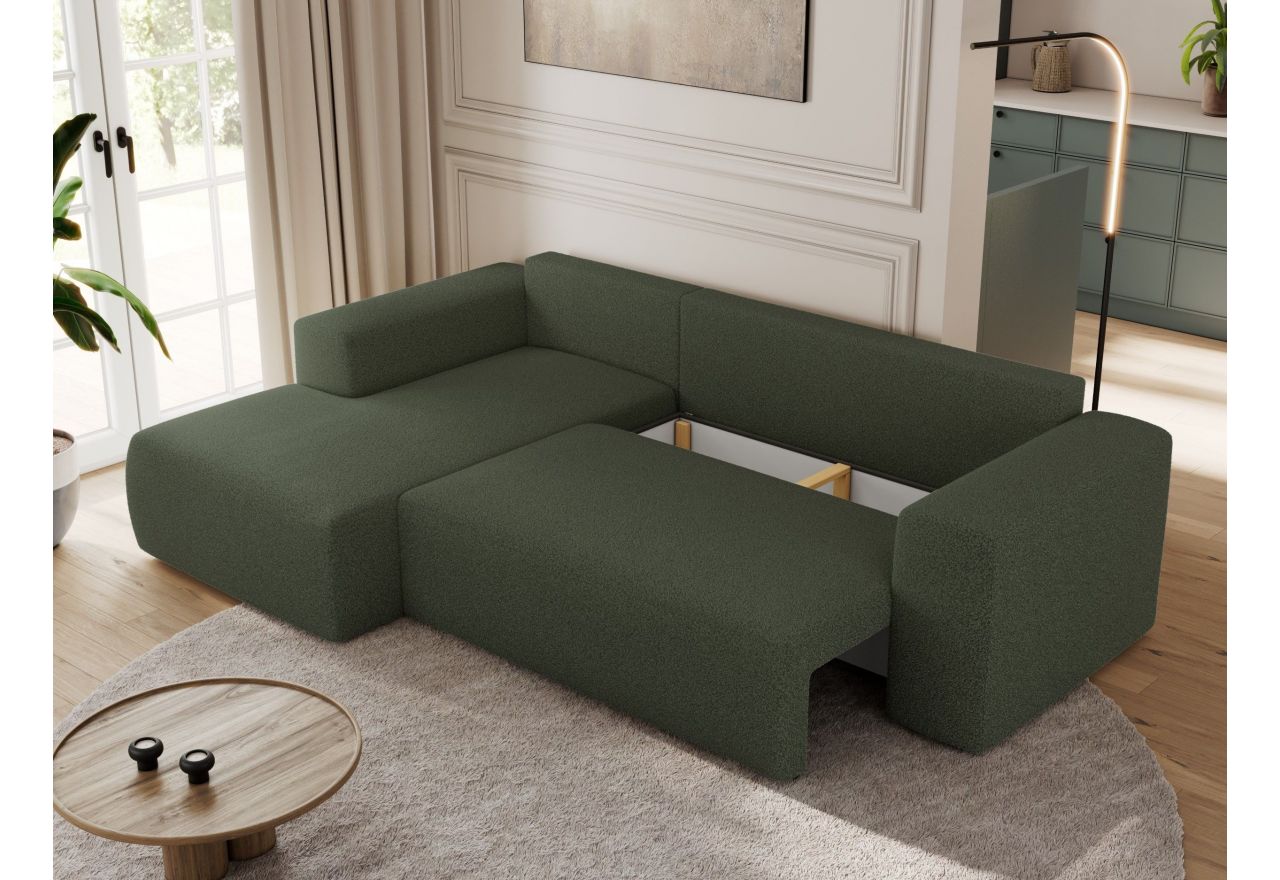 Narożnik TRENTINO L - strona lewa - zielony, boucle