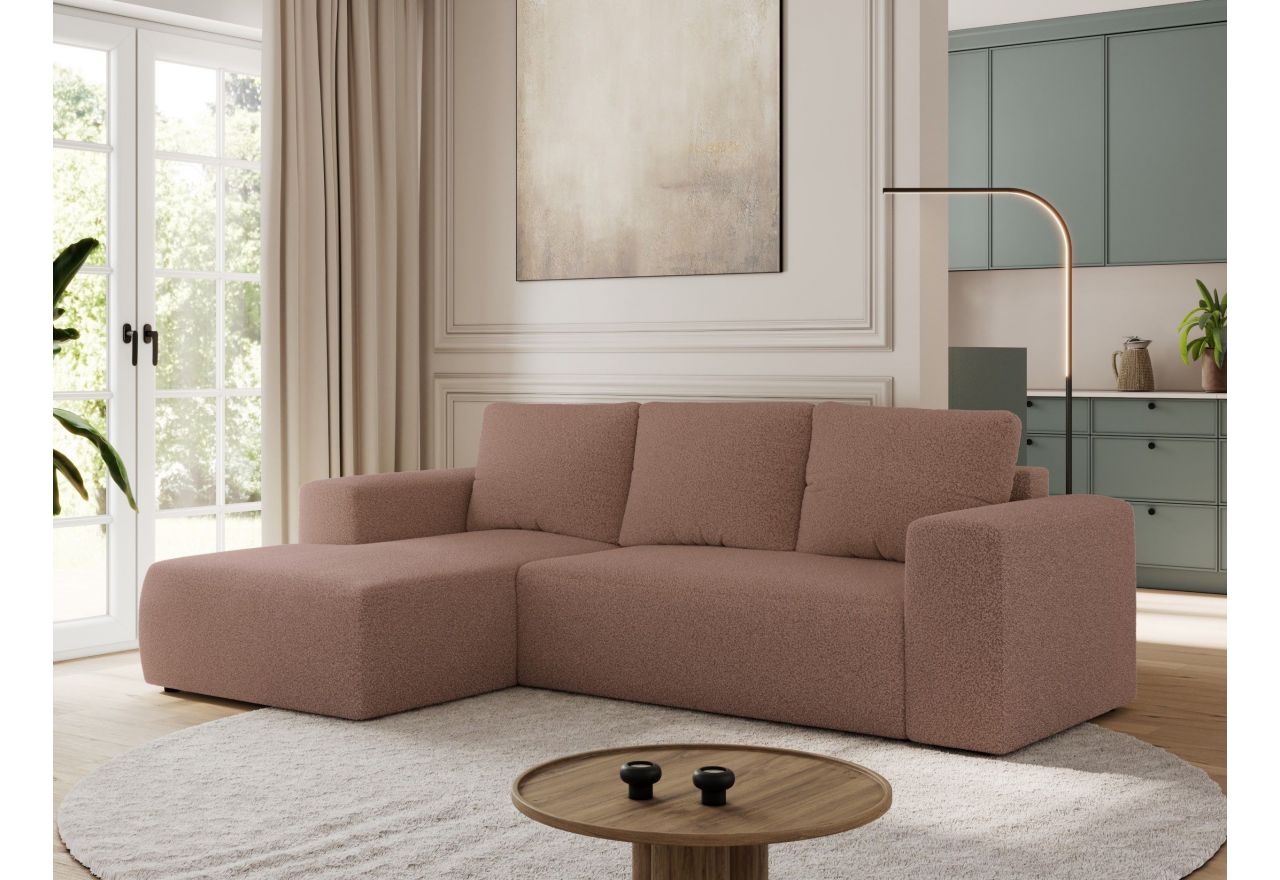 Narożnik TRENTINO L - strona lewa - różowy, boucle