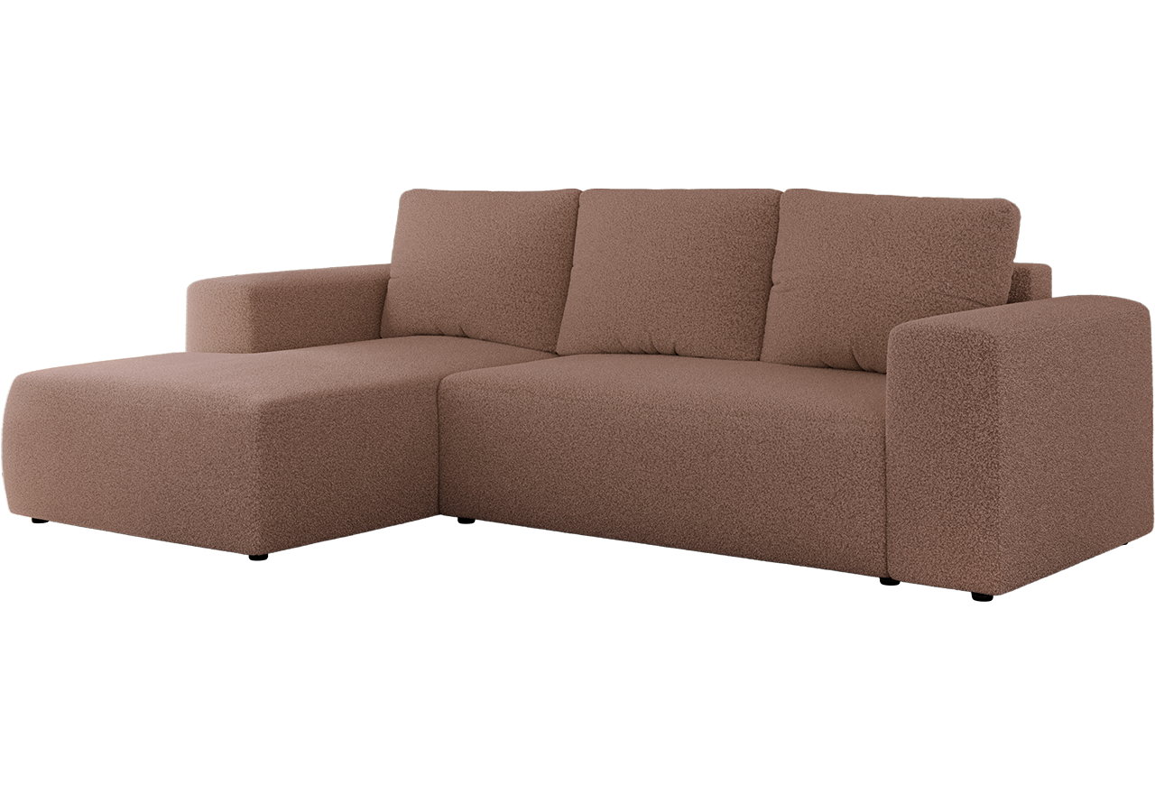 Narożnik TRENTINO L - strona lewa - różowy, boucle