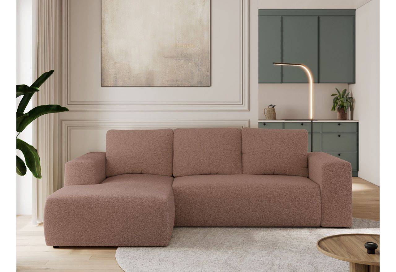 Narożnik TRENTINO L - strona lewa - różowy, boucle