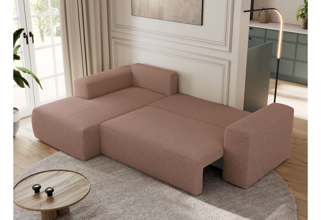 Narożnik TRENTINO L - strona lewa - różowy, boucle