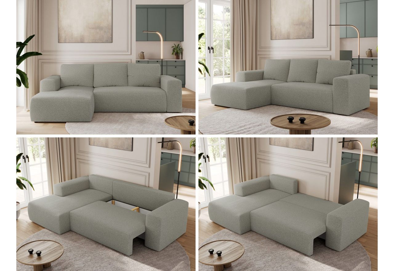 Narożnik TRENTINO L - strona lewa - jasnoszary, boucle