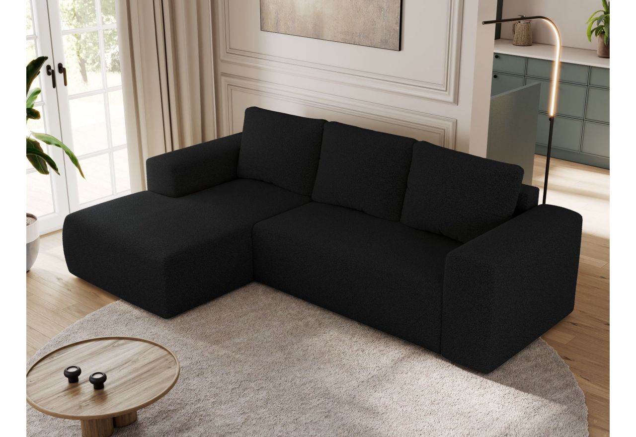 Narożnik TRENTINO L - strona lewa - czarny, boucle