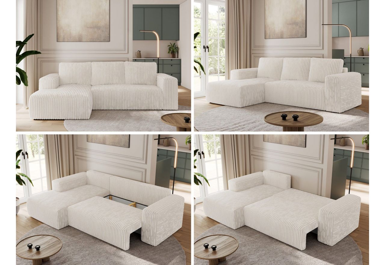 Narożnik TRENTINO L - strona lewa - beżowy, sztruks