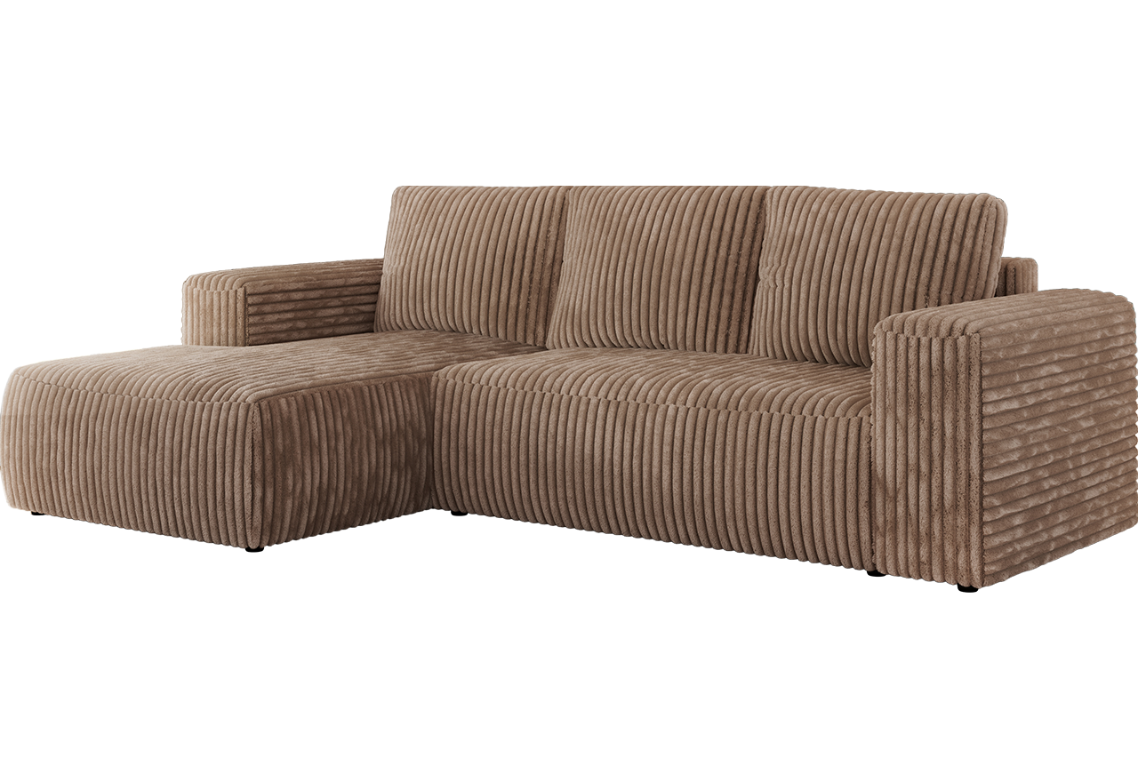 Narożnik TRENTINO L - strona lewa - brązowy, sztruks