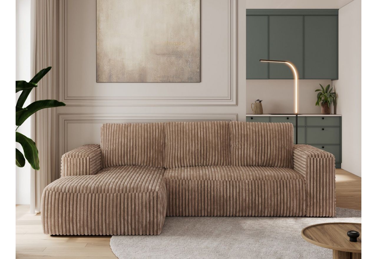 Narożnik TRENTINO L - strona lewa - brązowy, sztruks