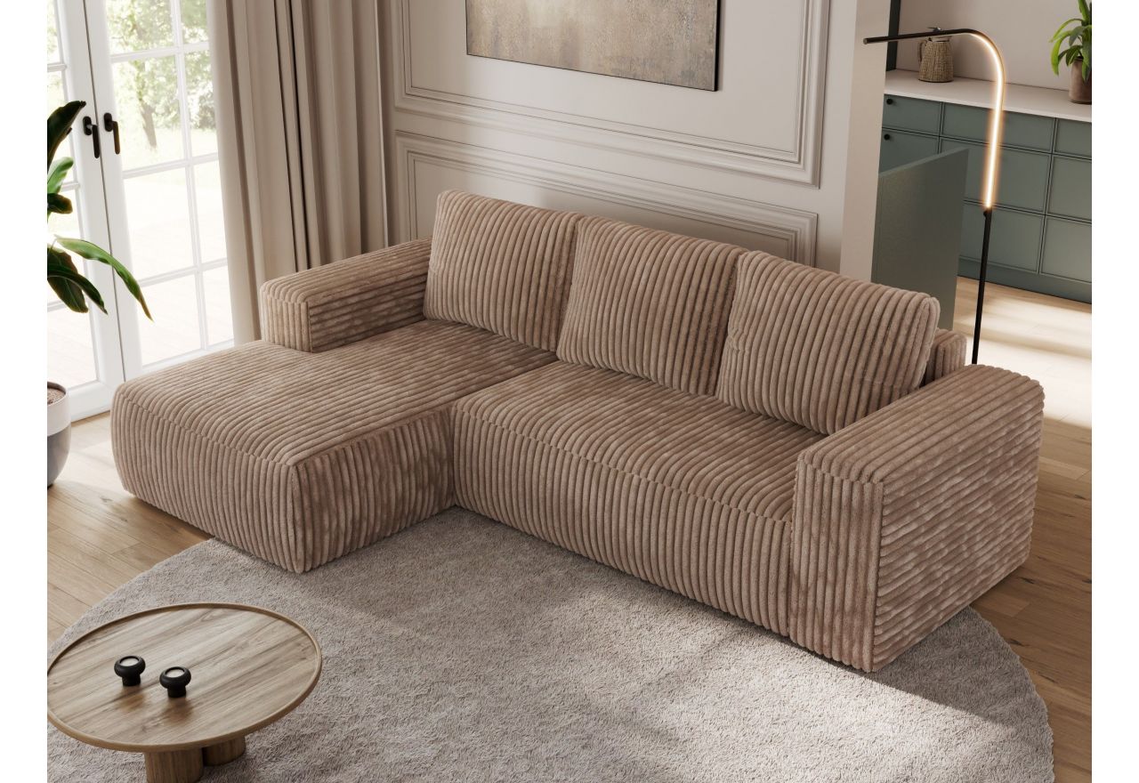 Narożnik TRENTINO L - strona lewa - brązowy, sztruks