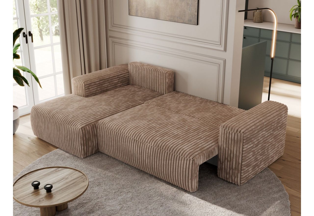 Narożnik TRENTINO L - strona lewa - brązowy, sztruks