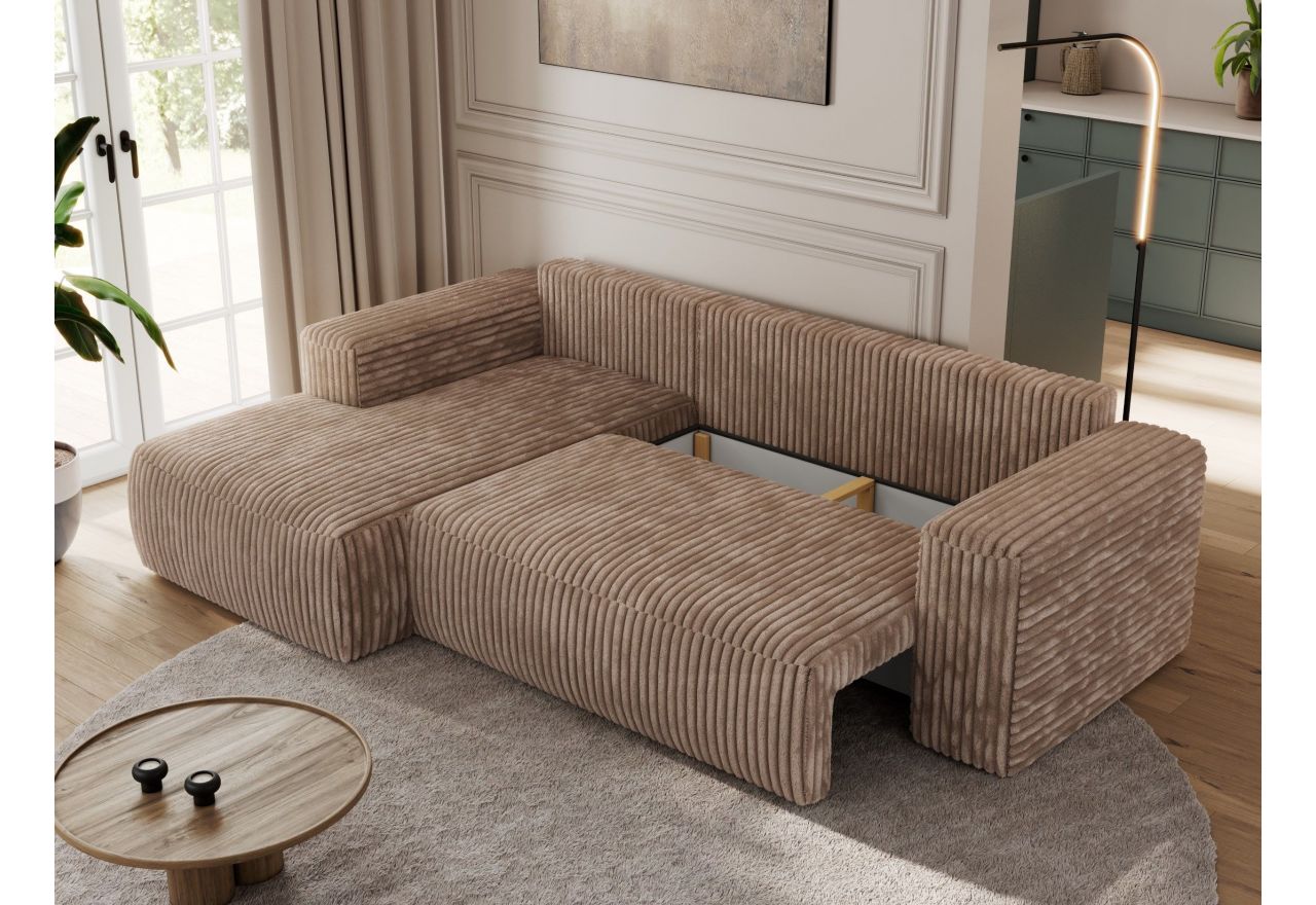 Narożnik TRENTINO L - strona lewa - brązowy, sztruks