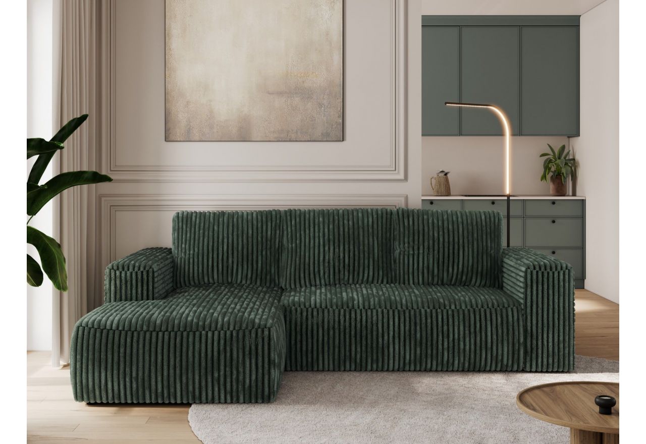 Narożnik TRENTINO L - strona lewa - zielony, sztruks