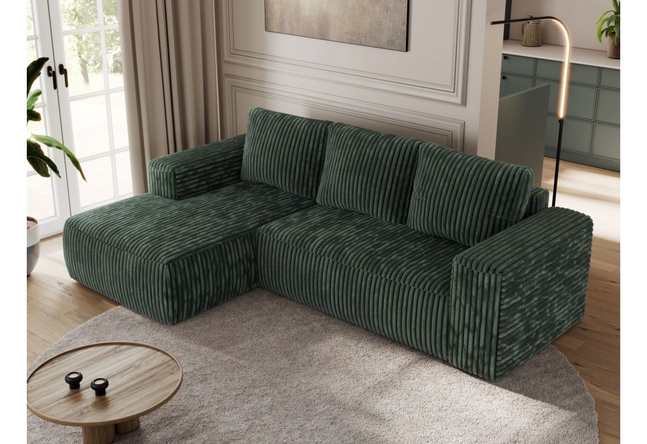 Narożnik TRENTINO L - strona lewa - zielony, sztruks