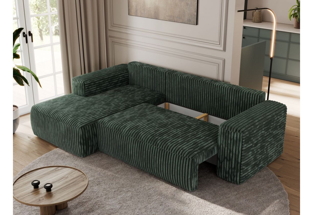 Narożnik TRENTINO L - strona lewa - zielony, sztruks