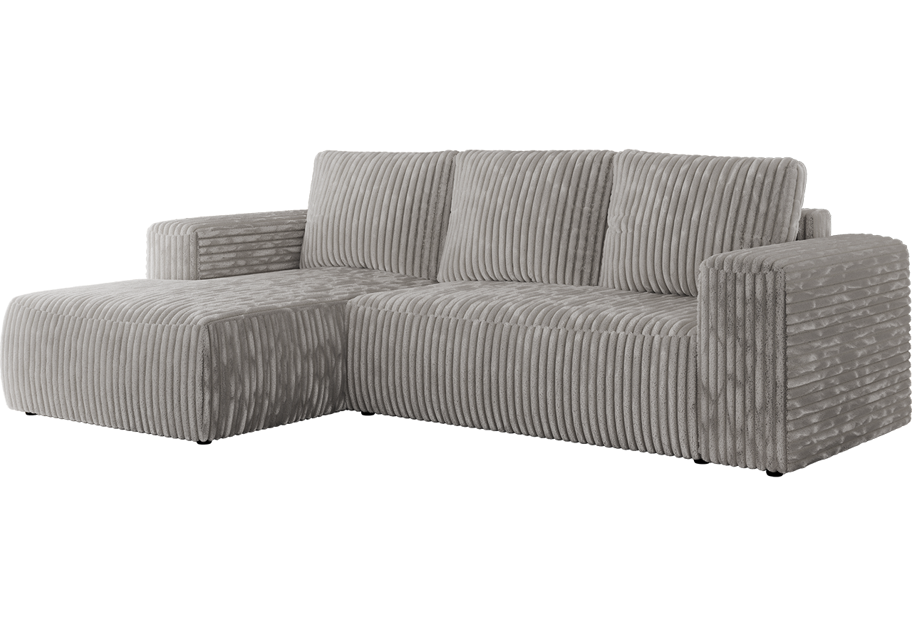 Narożnik TRENTINO L - strona lewa - jasnoszary, sztruks