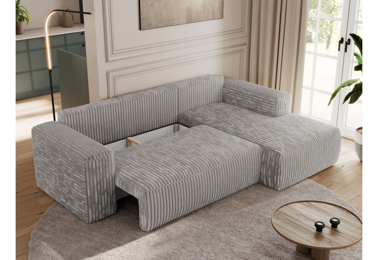 Narożnik TRENTINO L - strona lewa - jasnoszary, sztruks